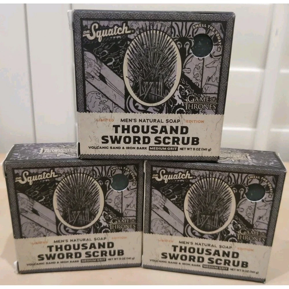 DR. SQUATCH Men's All Natural Bar‎ Soap - Thousand Sword Scrub - 5oz  (3-pack)